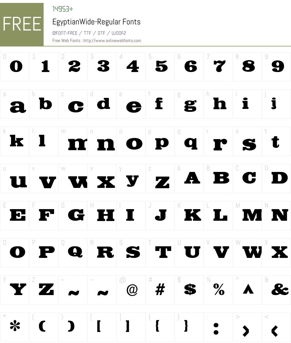 EgyptianWide Font Screenshots
