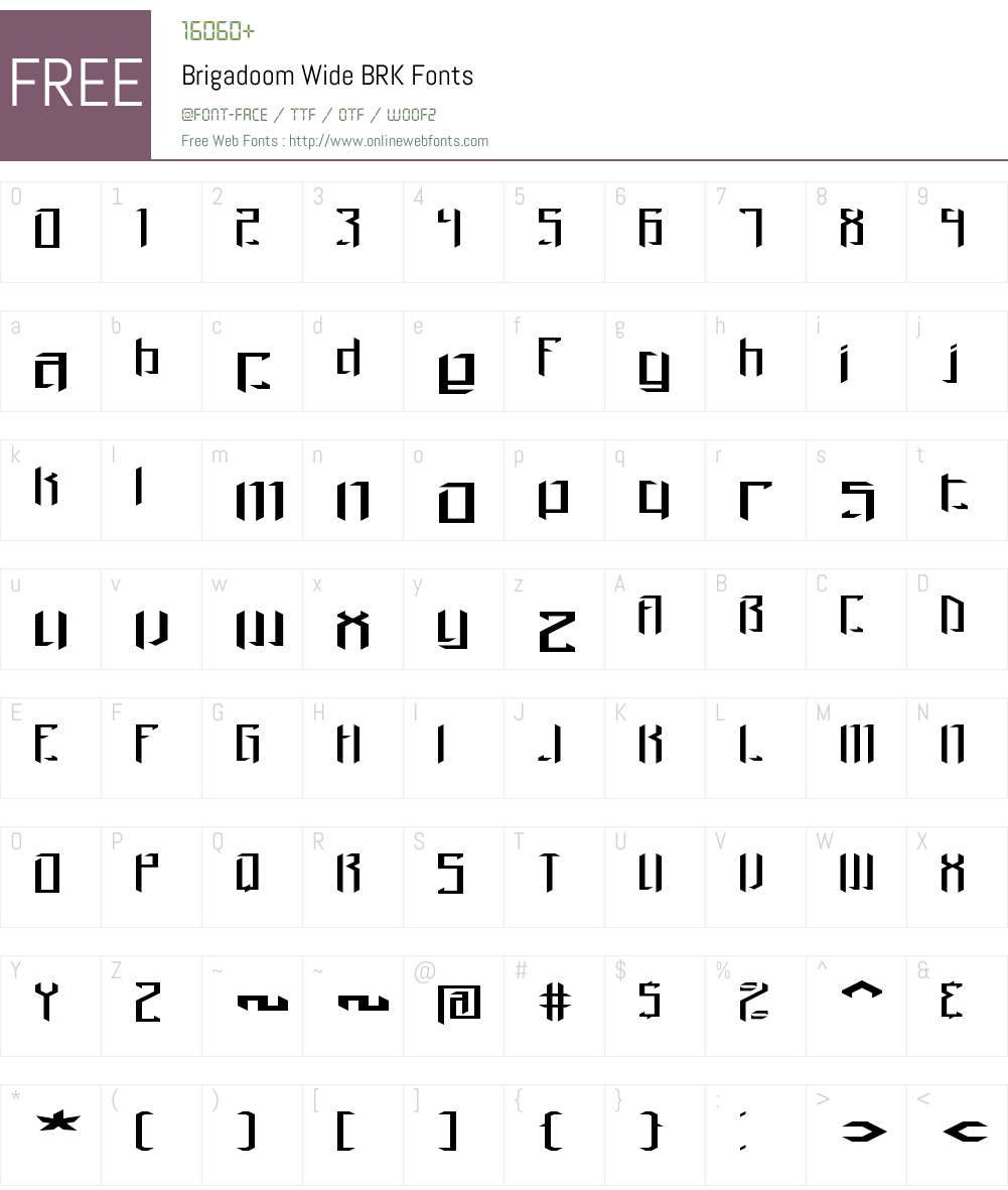 Brigadoom Wide BRK Font Screenshots