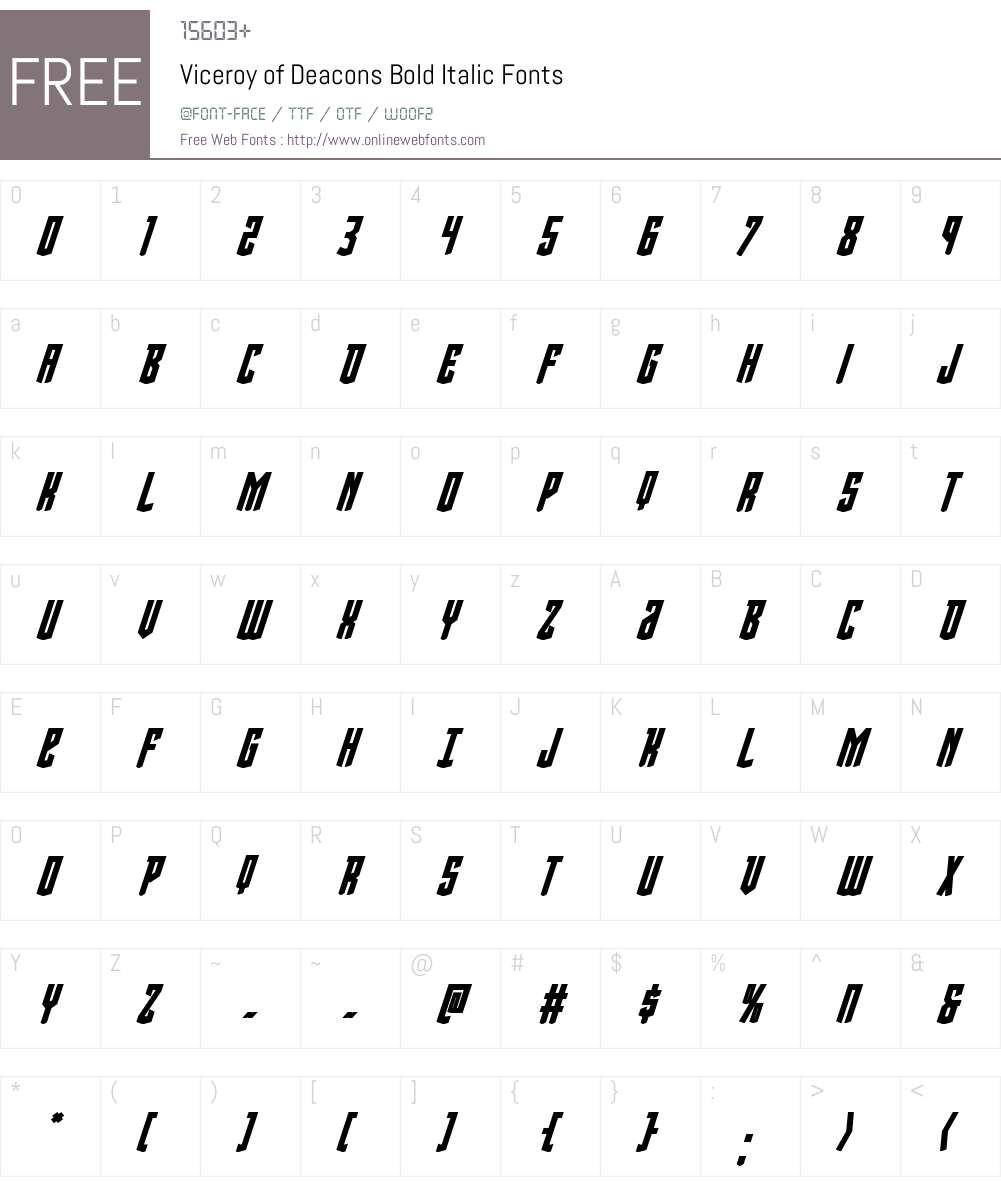 Viceroy of Deacons Bold Italic Font Screenshots