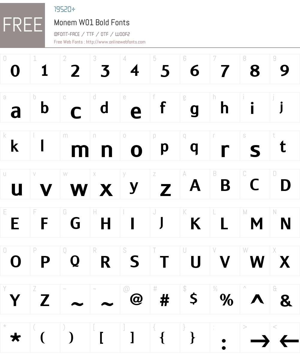 MonemW01-Bold Font Screenshots