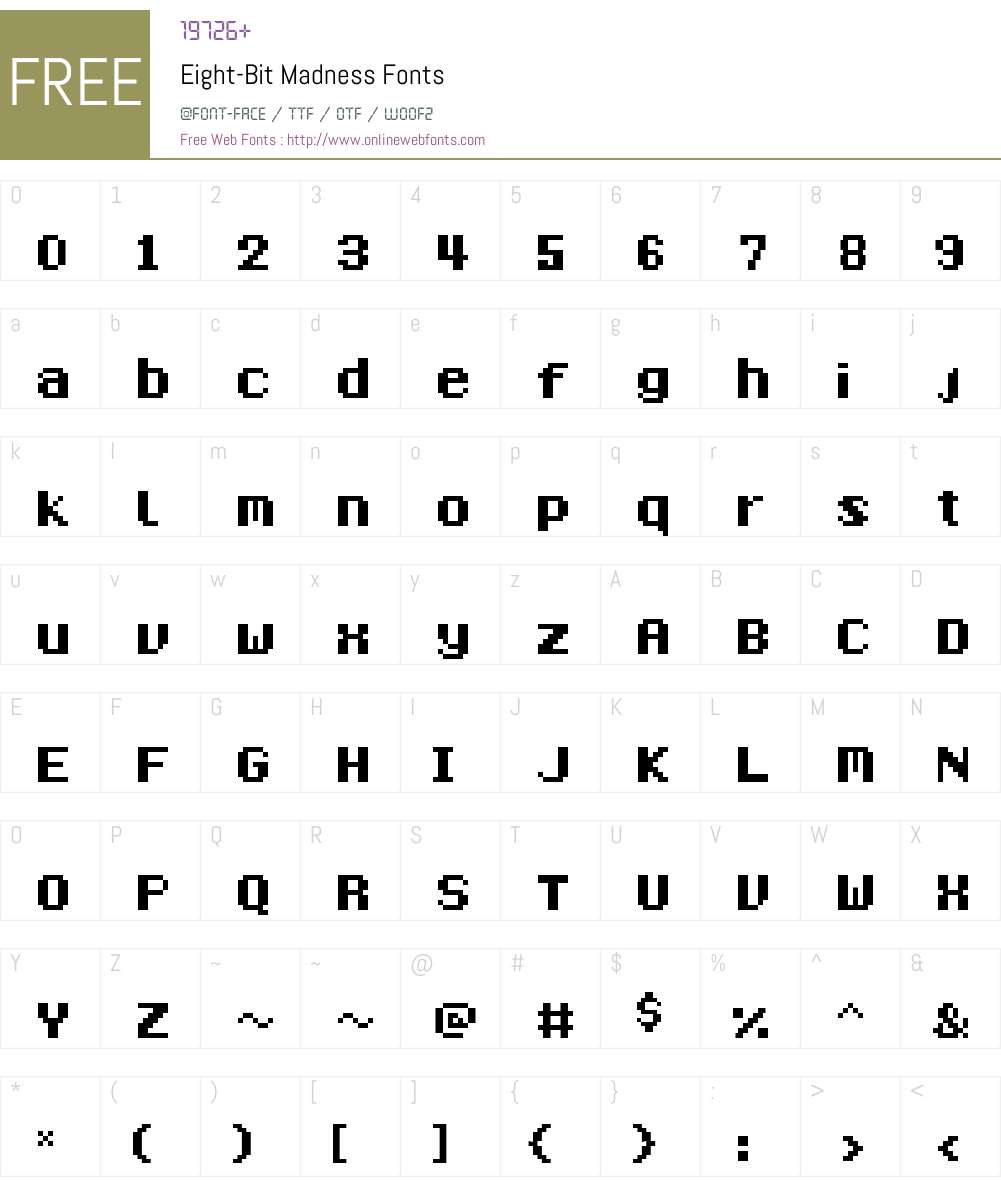 Eight-Bit Madness Font Screenshots