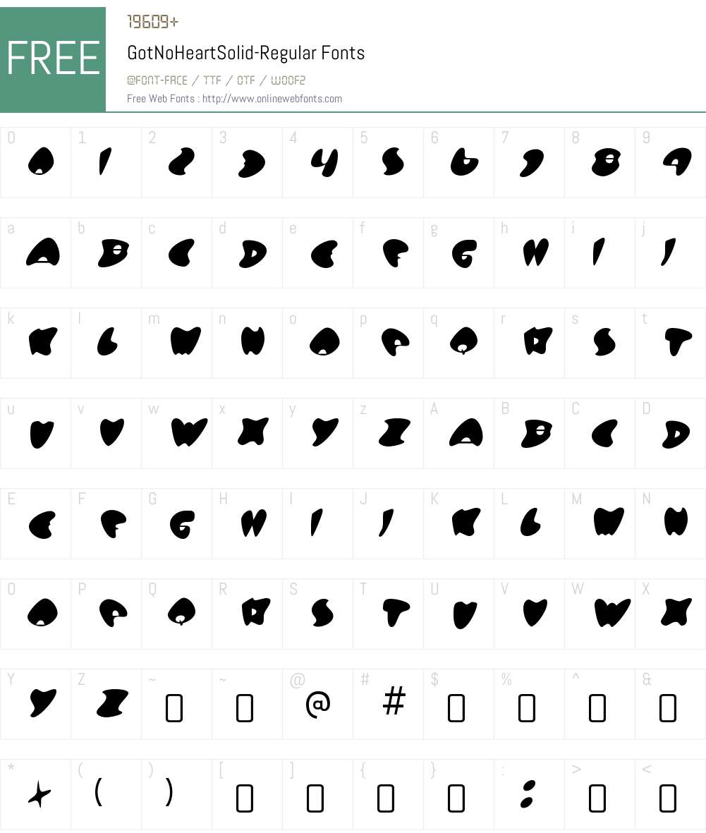 Got No Heart Font Screenshots