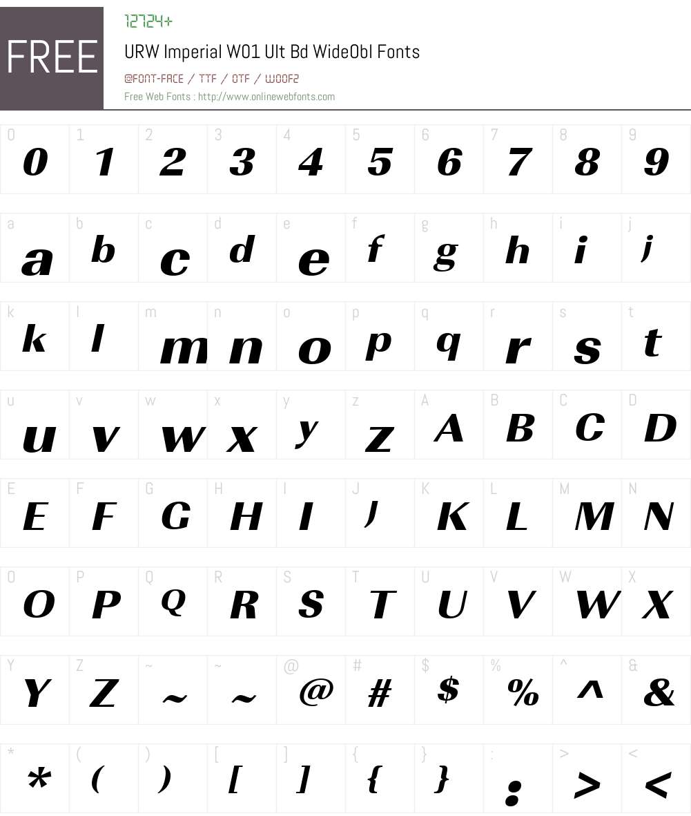 URWImperialW01-UltBdWideObl Font Screenshots