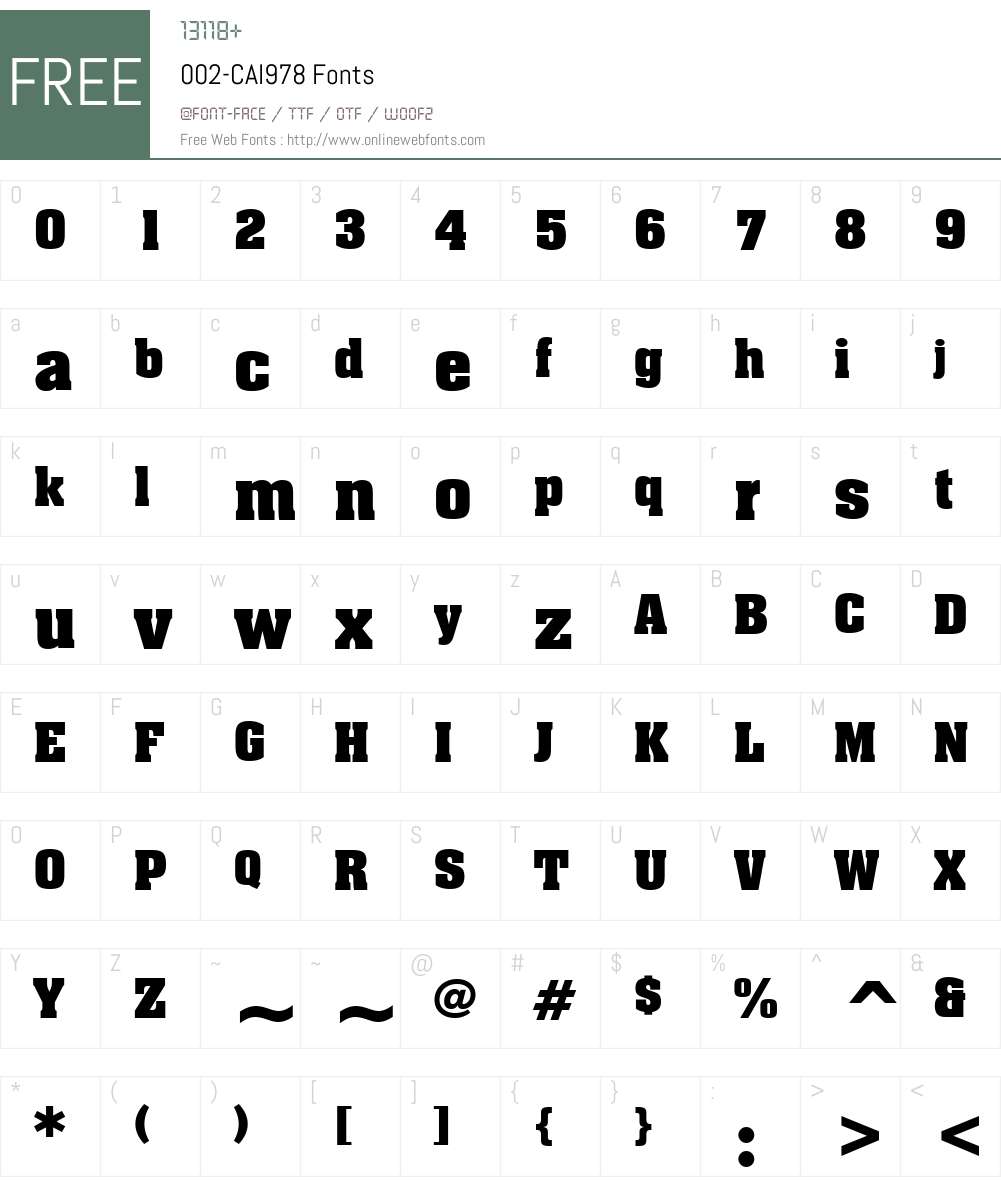 002-CAI978 Font Screenshots