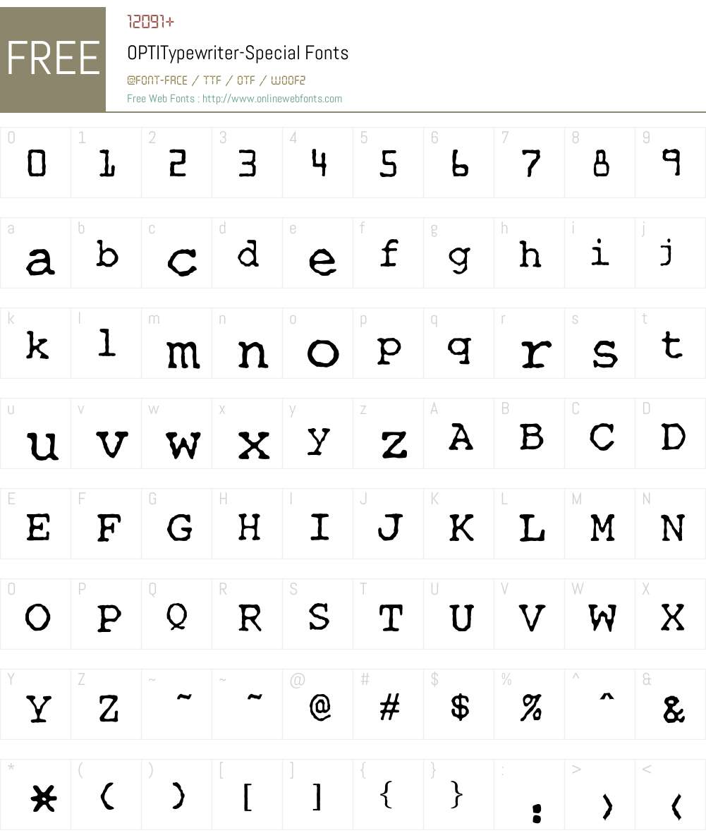 OPTITypewriter Font Screenshots