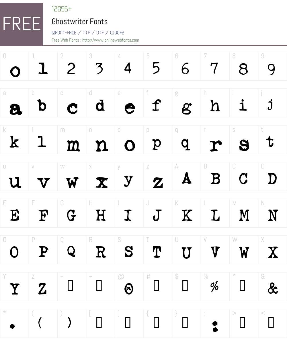 Ghostwriter Font Screenshots