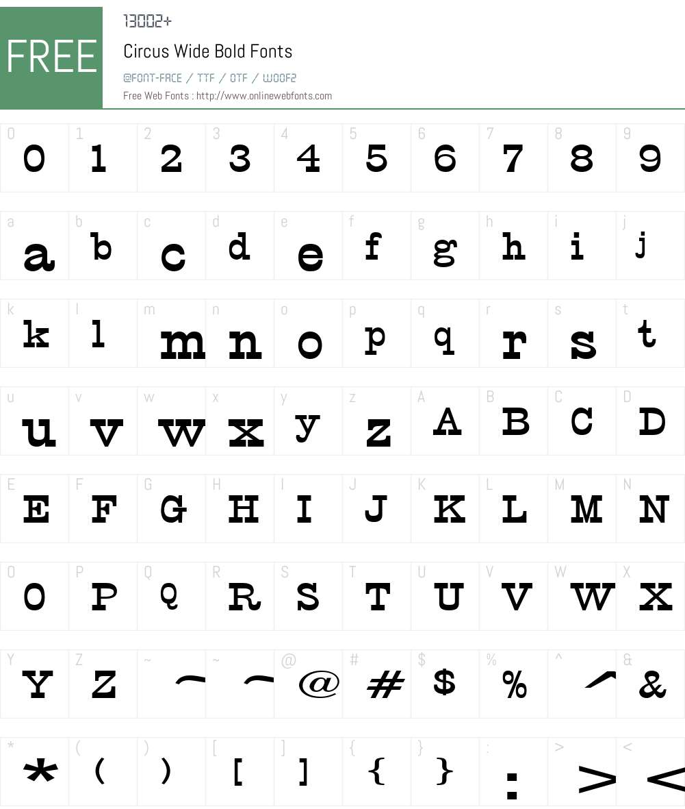 Circus Wide Font Screenshots