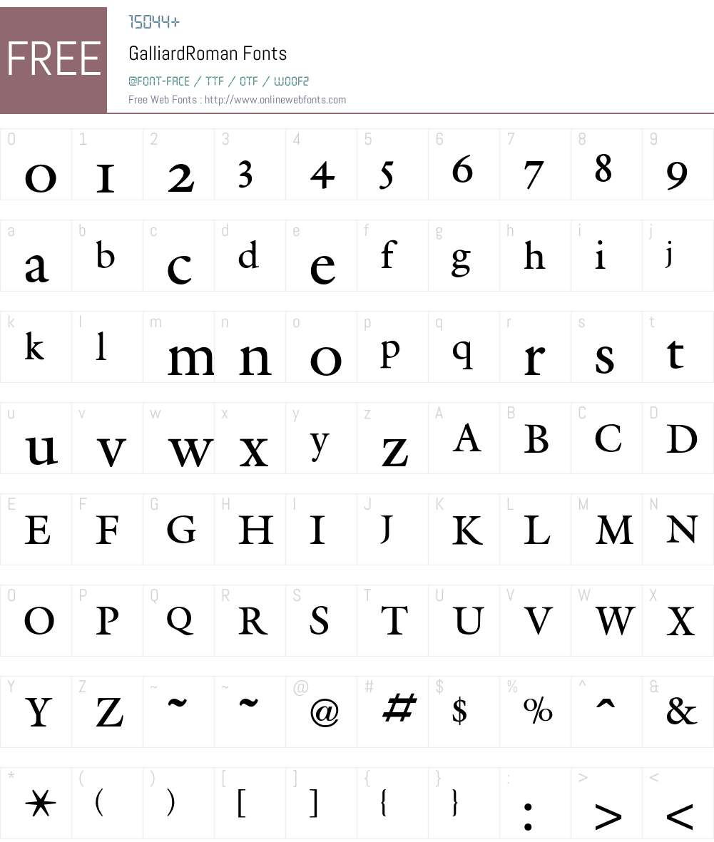 Galliard Font Screenshots