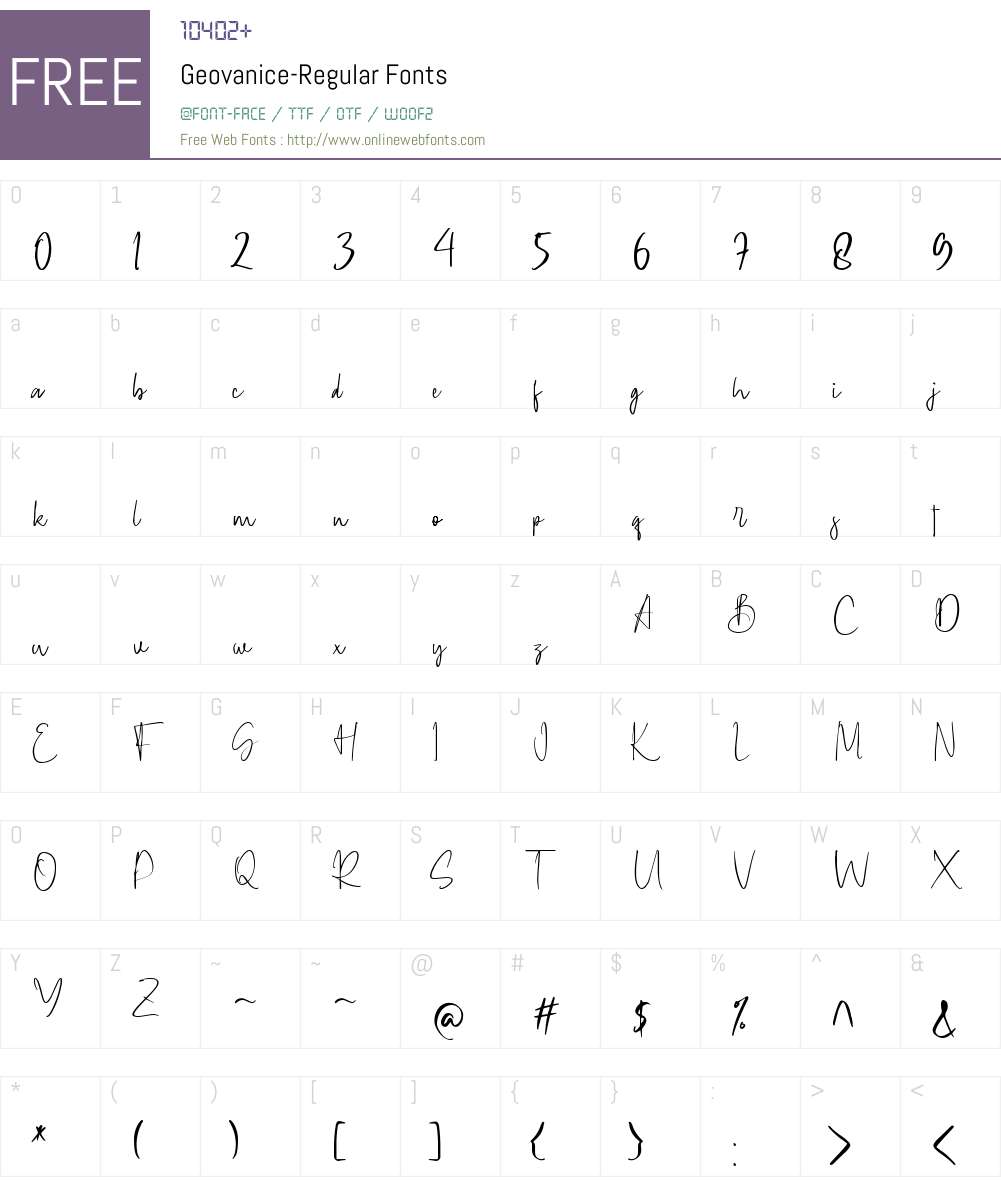 Geovanice Font Screenshots