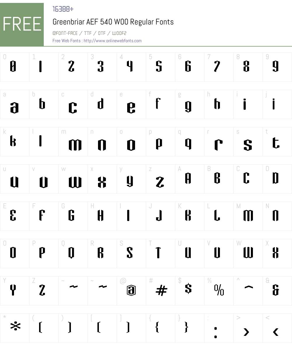 GreenbriarAEF540W00-Regular Font Screenshots