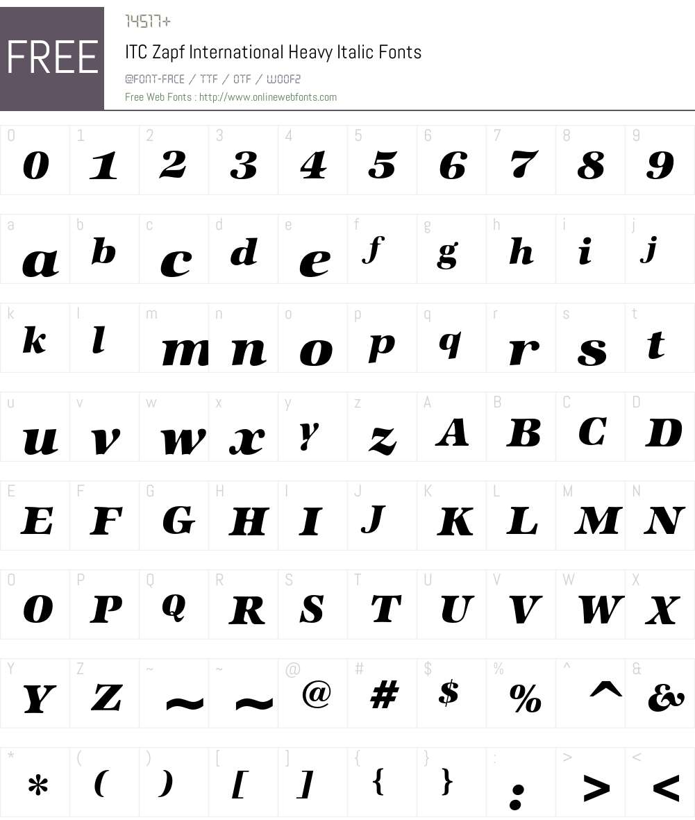 ITC Zapf International Font Screenshots