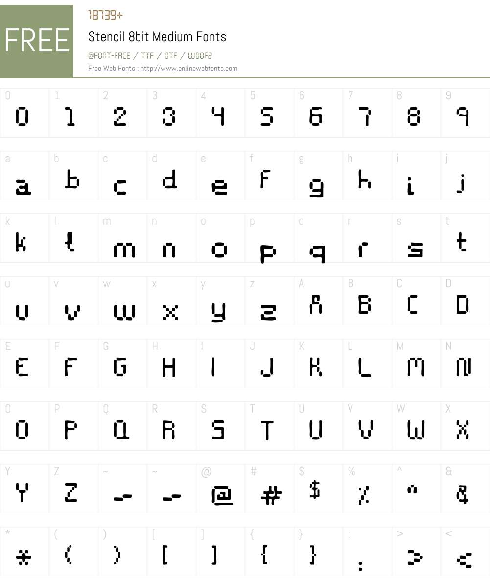 Stencil 8bit Font Screenshots