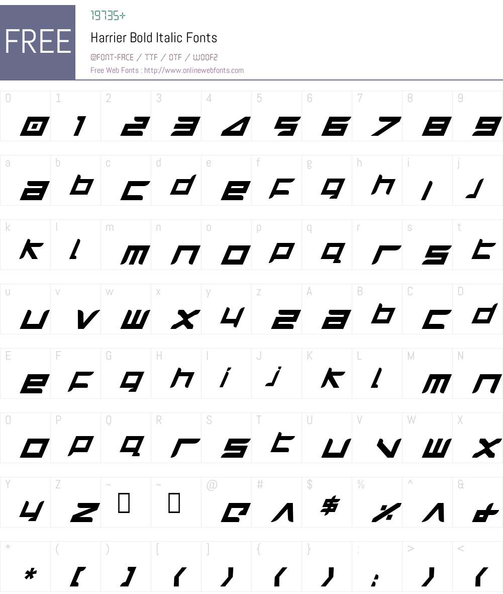 Harrier Bold Italic Font Screenshots