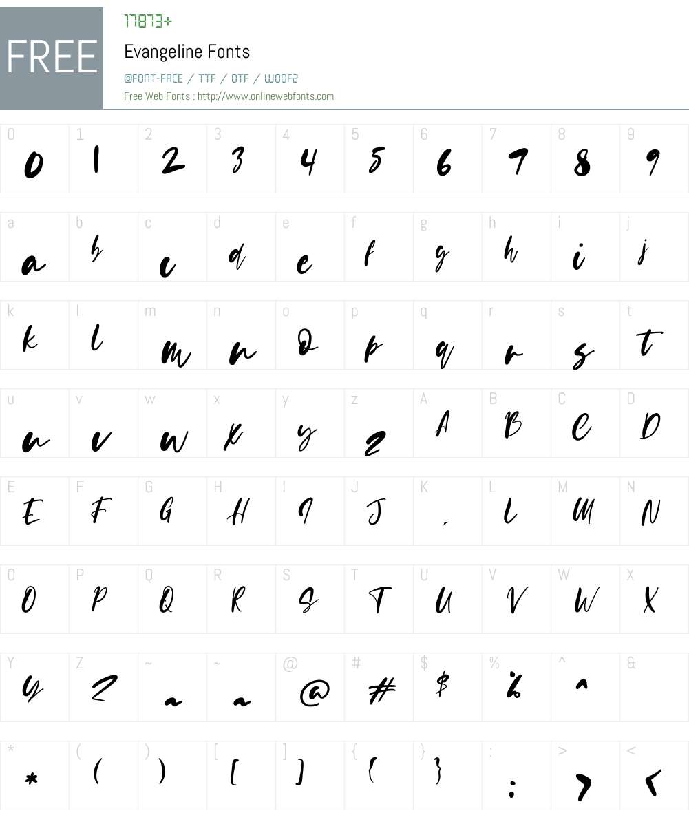 Evangeline Font Screenshots