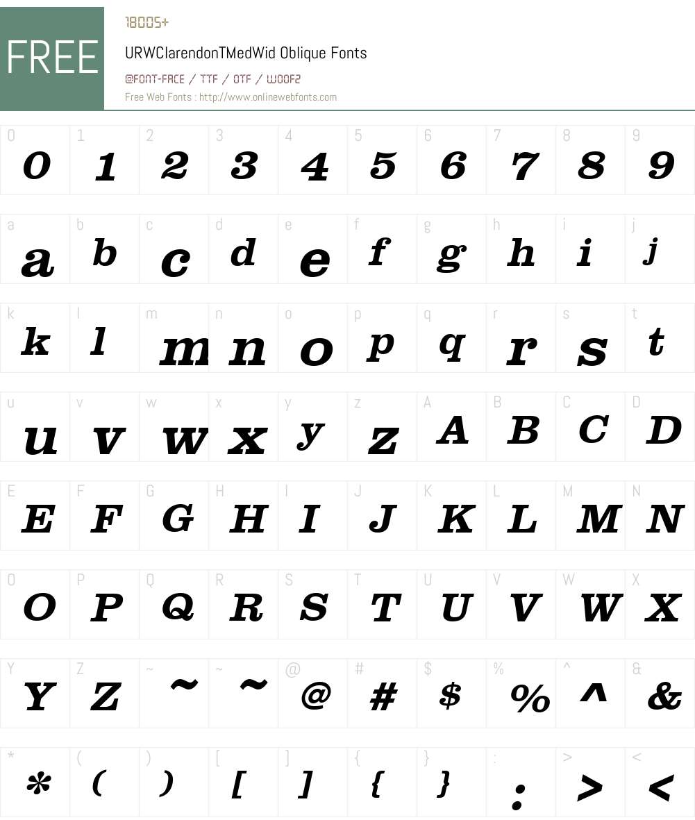 URWClarendonTMedWid Font Screenshots
