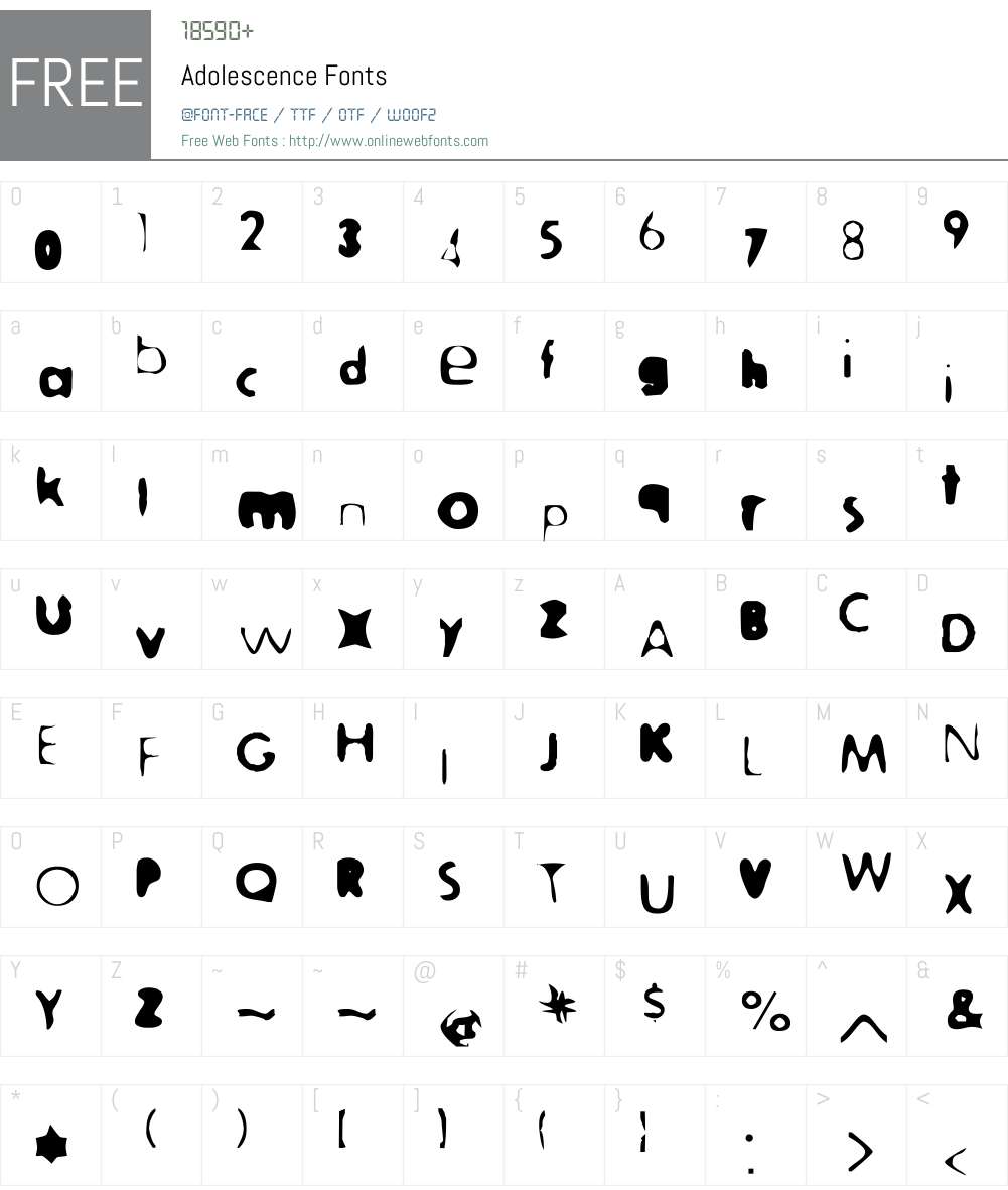 Adolescence Font Screenshots