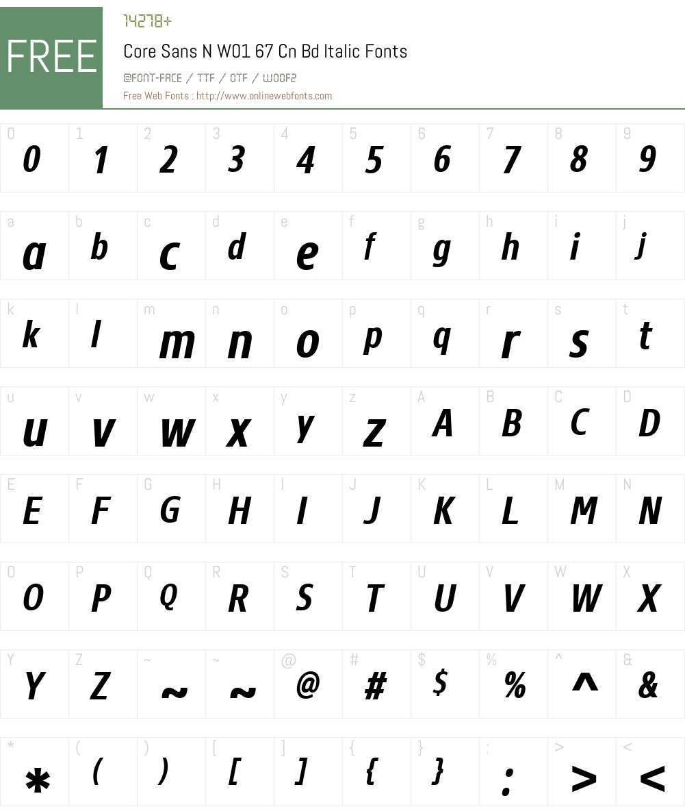 CoreSansNW01-67CnBdItalic Font Screenshots
