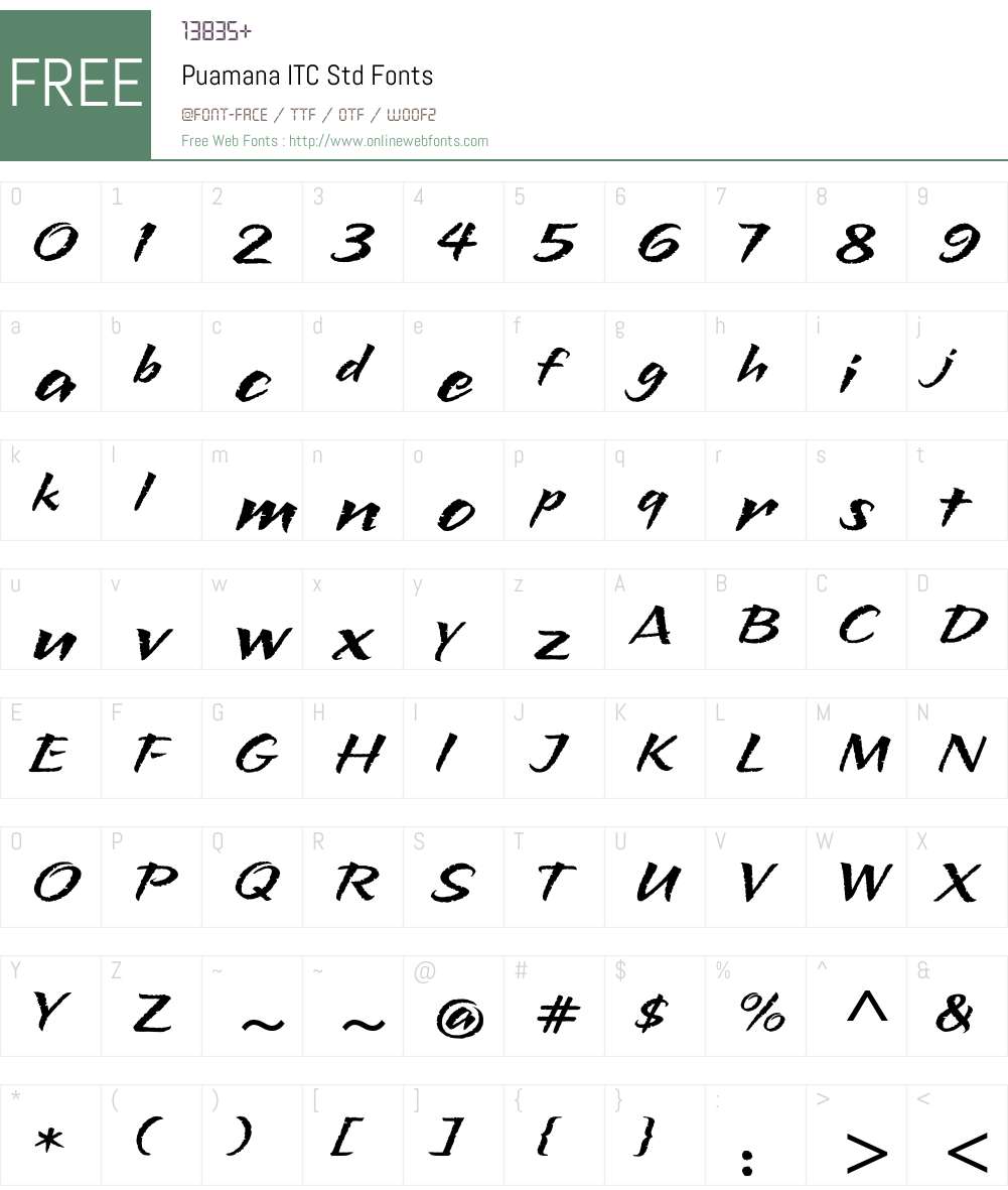 Puamana ITC Std Font Screenshots