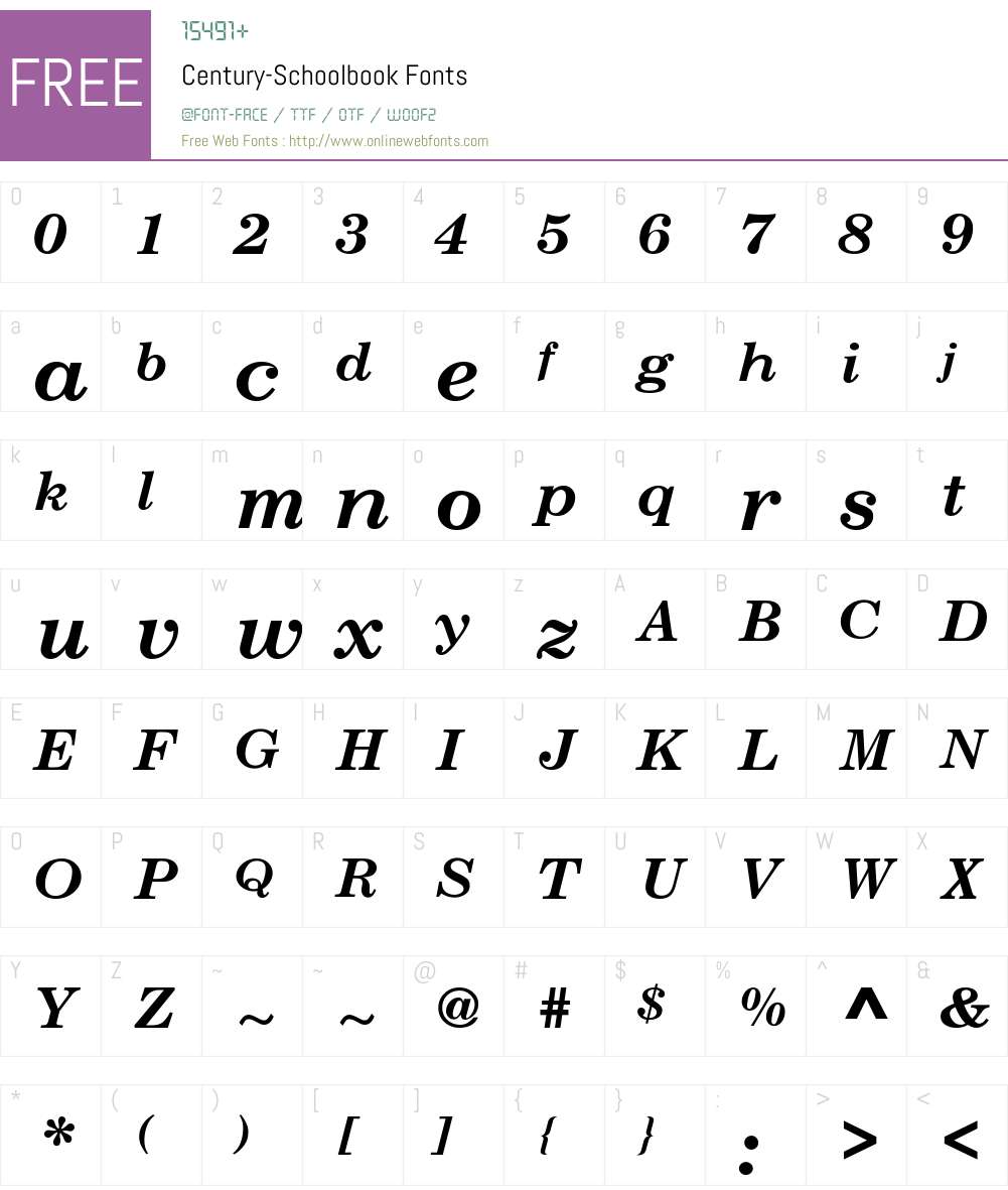 Century-Schoolbook Font Screenshots