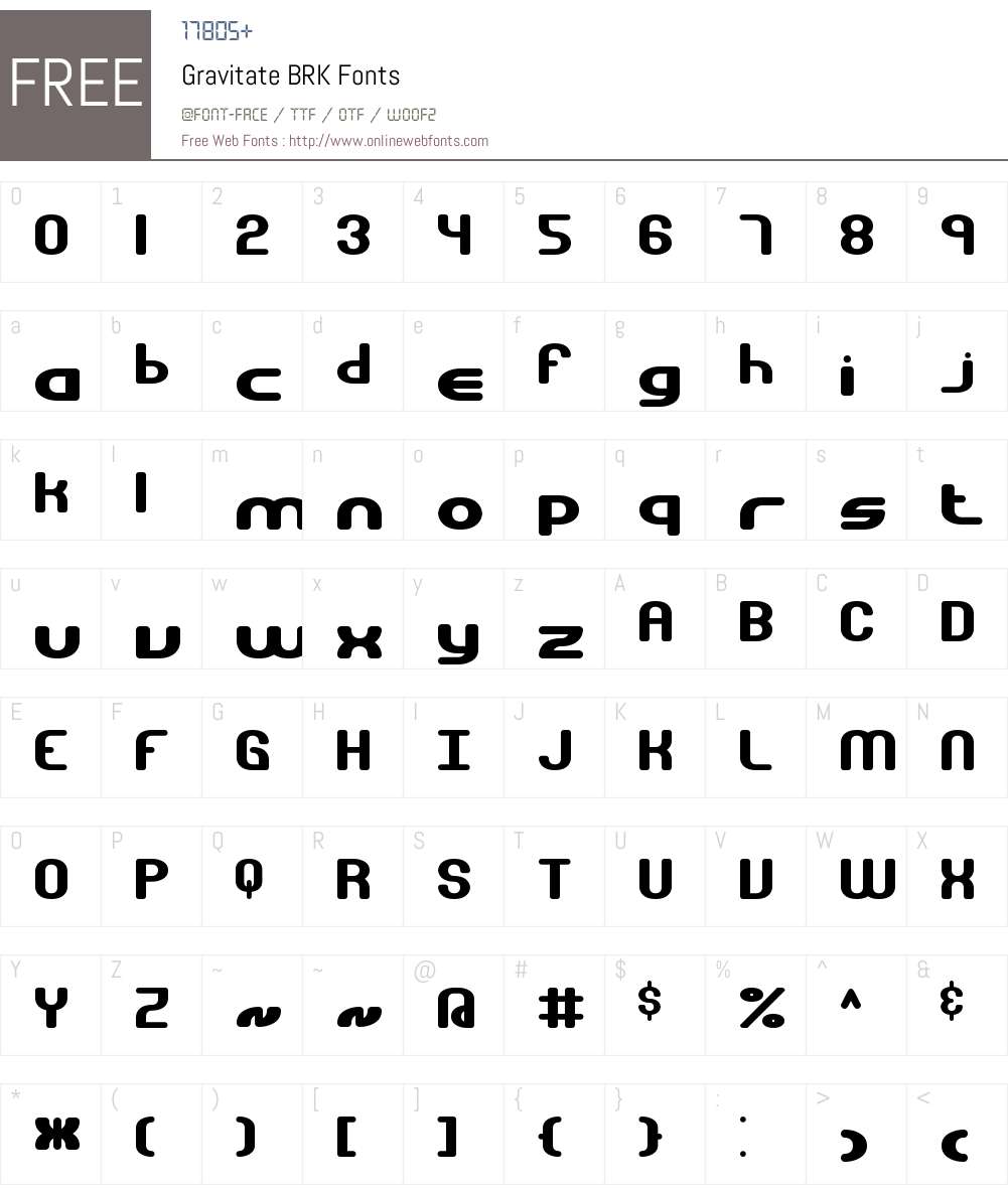 Gravitate BRK Font Screenshots