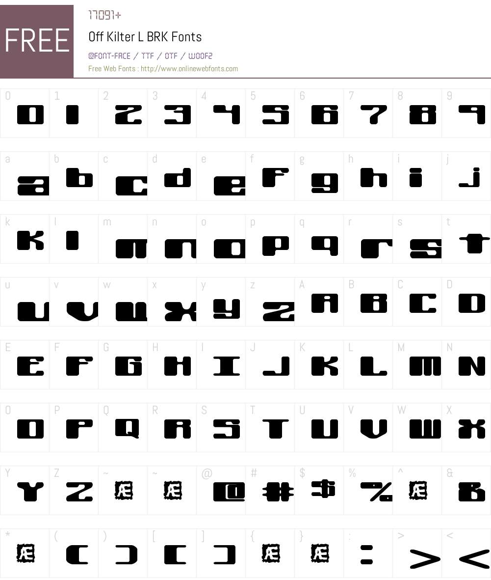 Off Kilter L BRK Font Screenshots