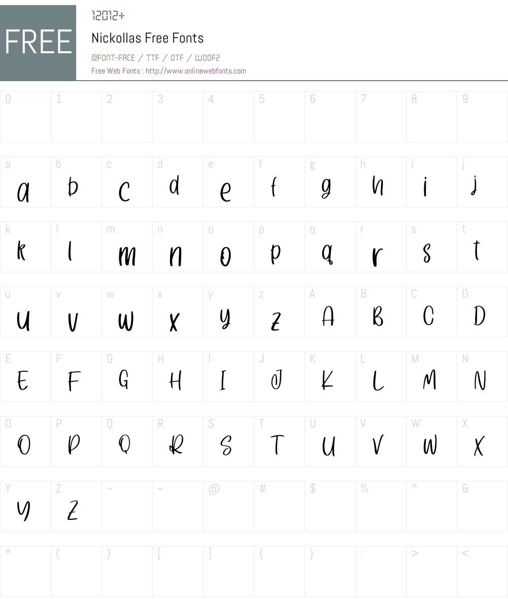 Nickollas Free Font Screenshots