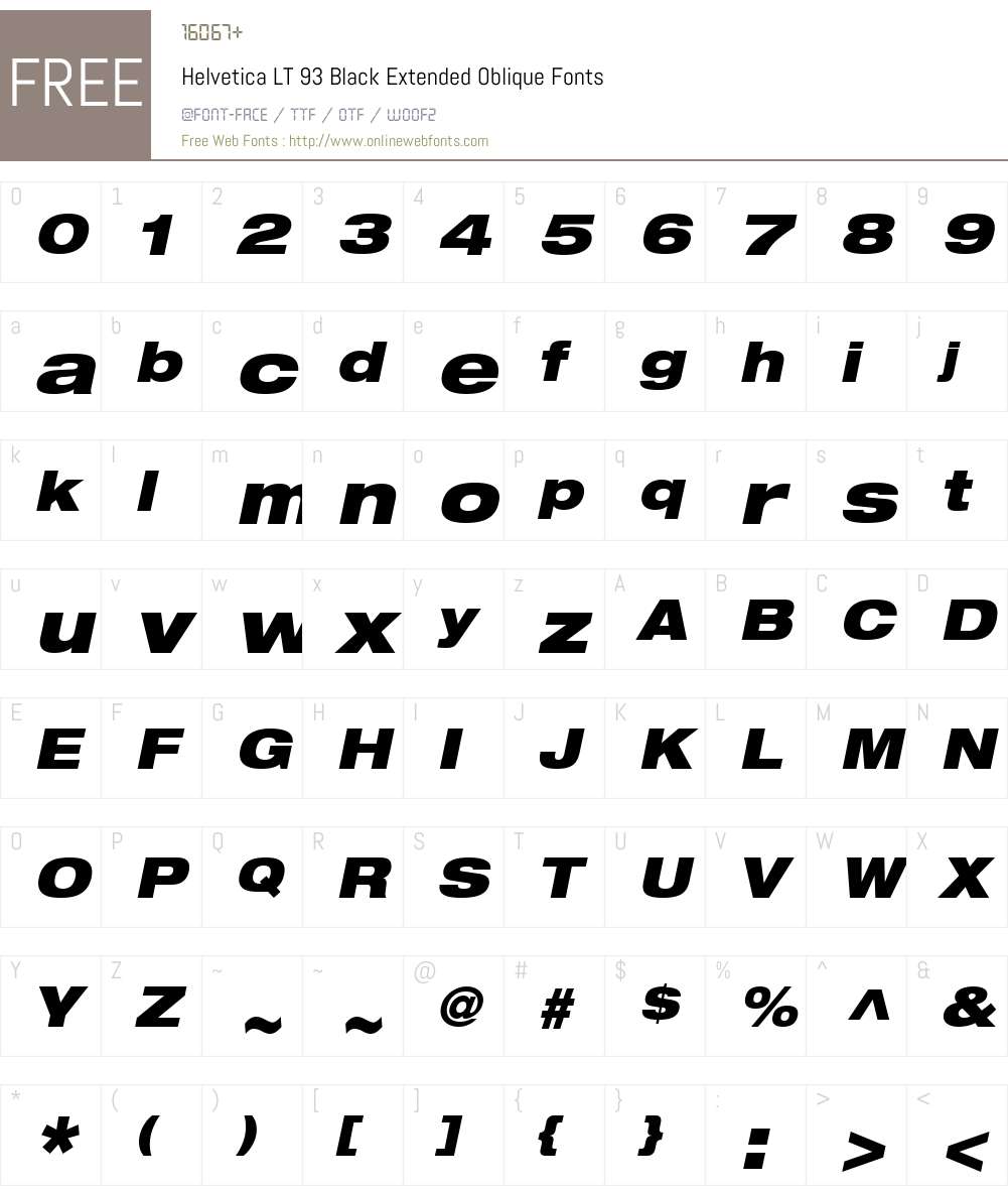 HelveticaNeue LT 93 BlackEx Font Screenshots
