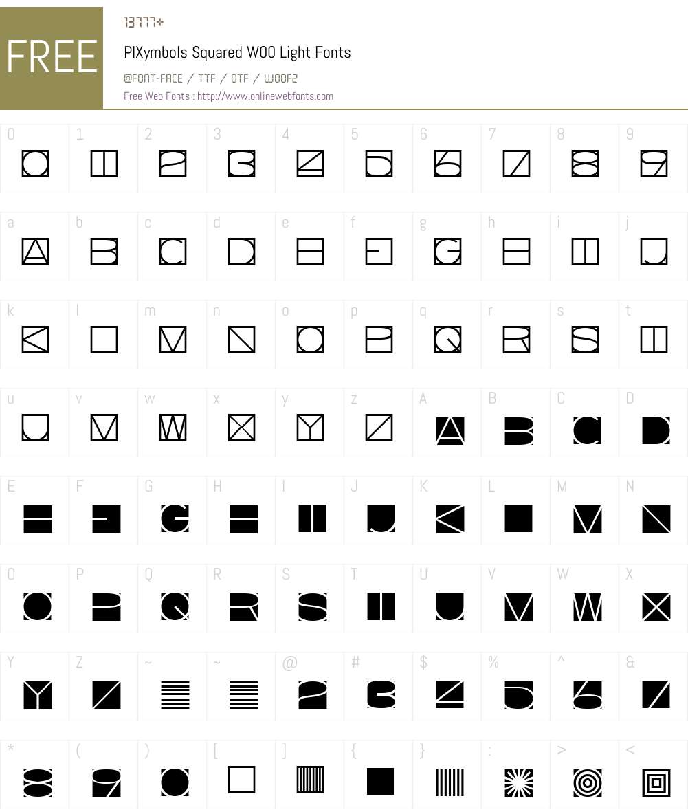 PIXymbolsSquaredW00-Light Font Screenshots