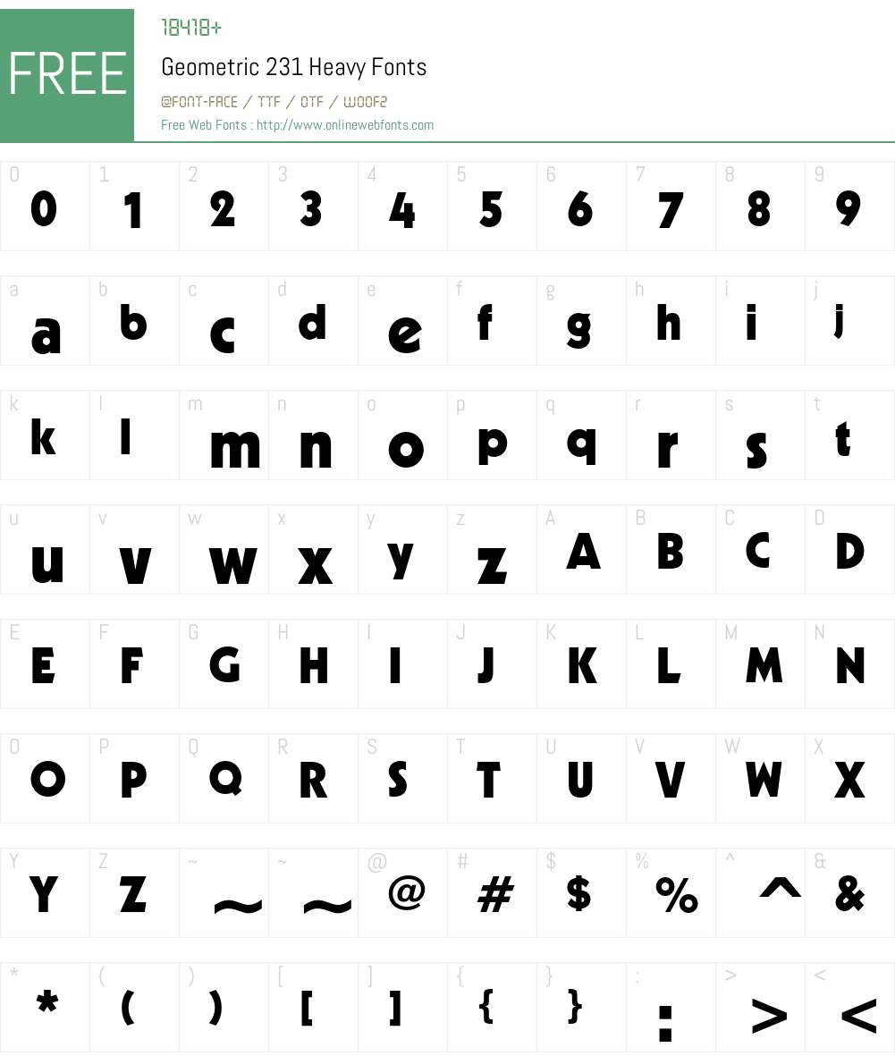 Geometric 231 Font Screenshots