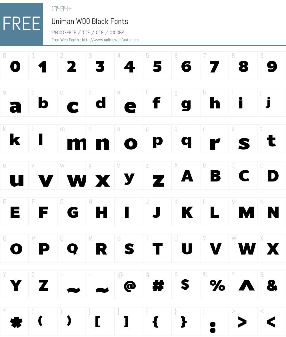 UnimanW00-Black Font Screenshots