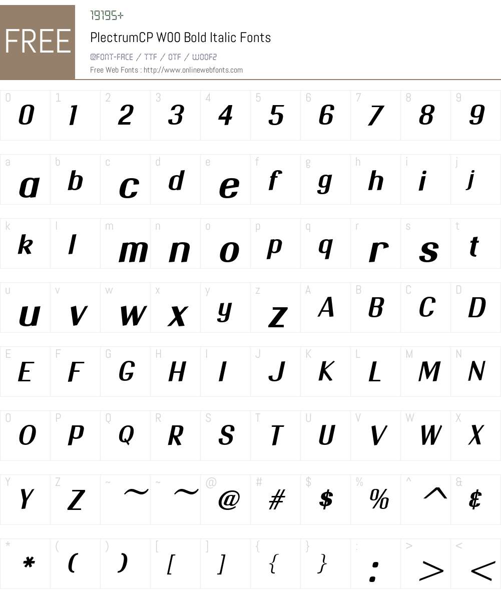 PlectrumCPW00-BoldItalic Font Screenshots