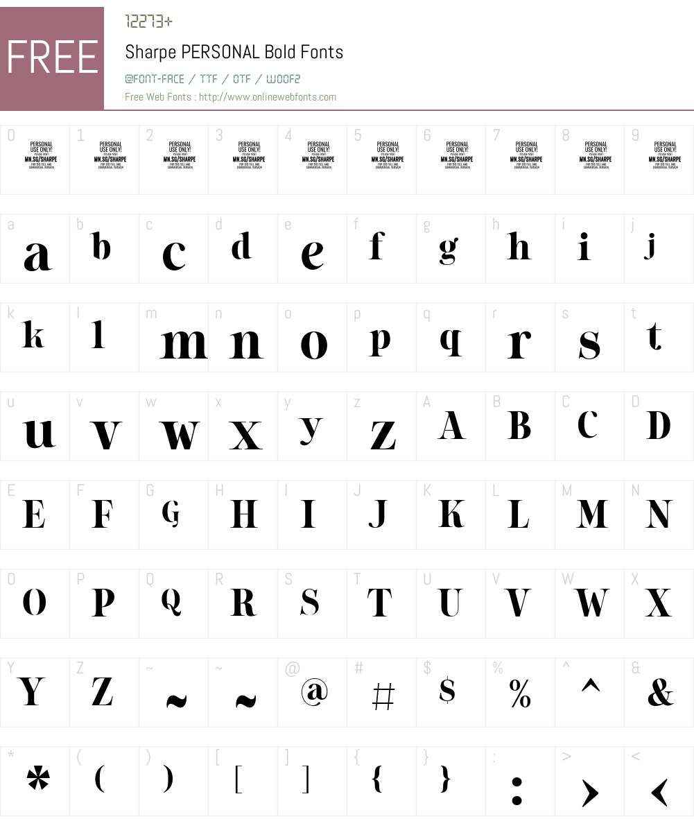 Sharpe PERSONAL Font Screenshots