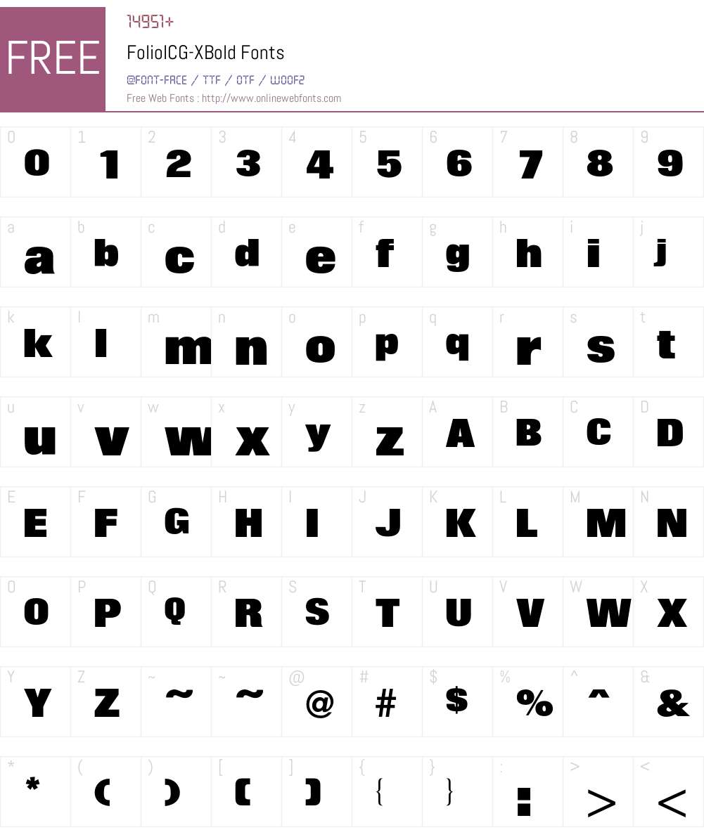 FolioICG Font Screenshots