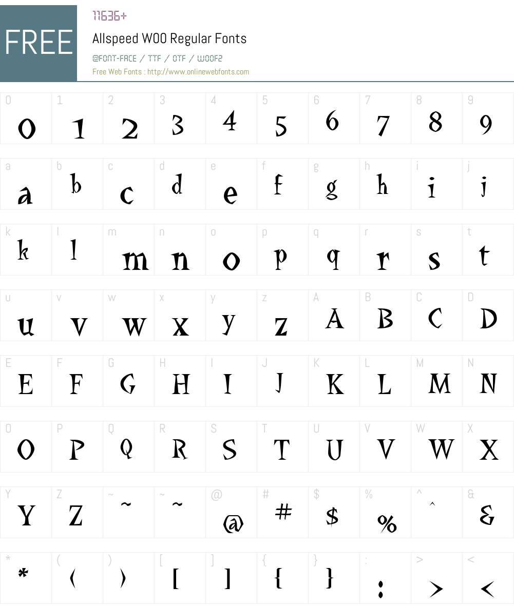Allspeed Font Screenshots