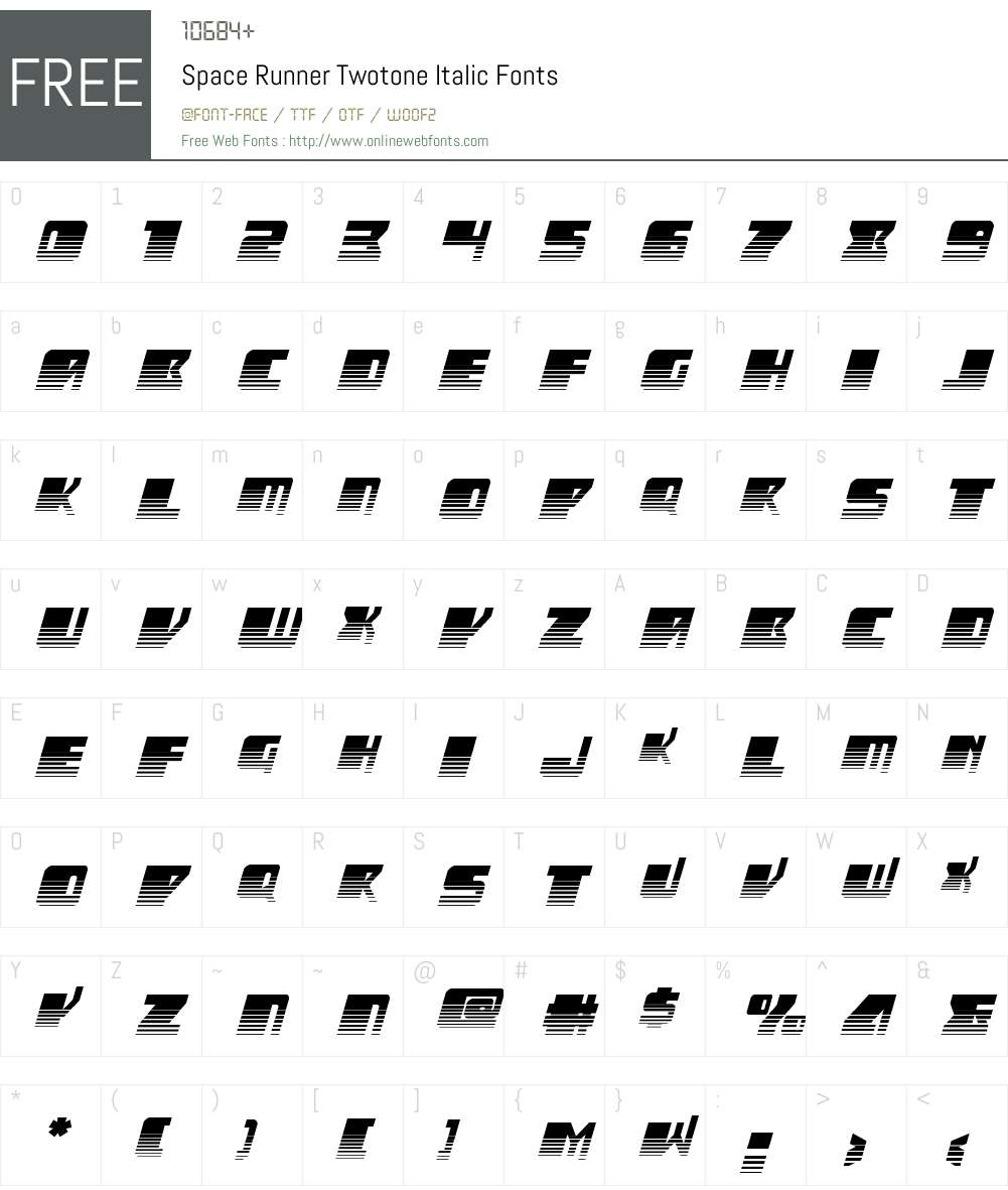Space Runner Twotone Italic Font Screenshots