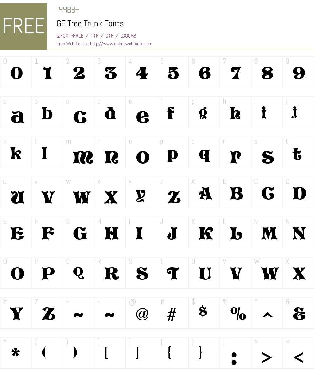 GE Tree Trunk Font Screenshots