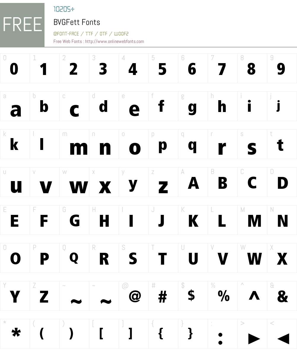 BVGFett Font Screenshots