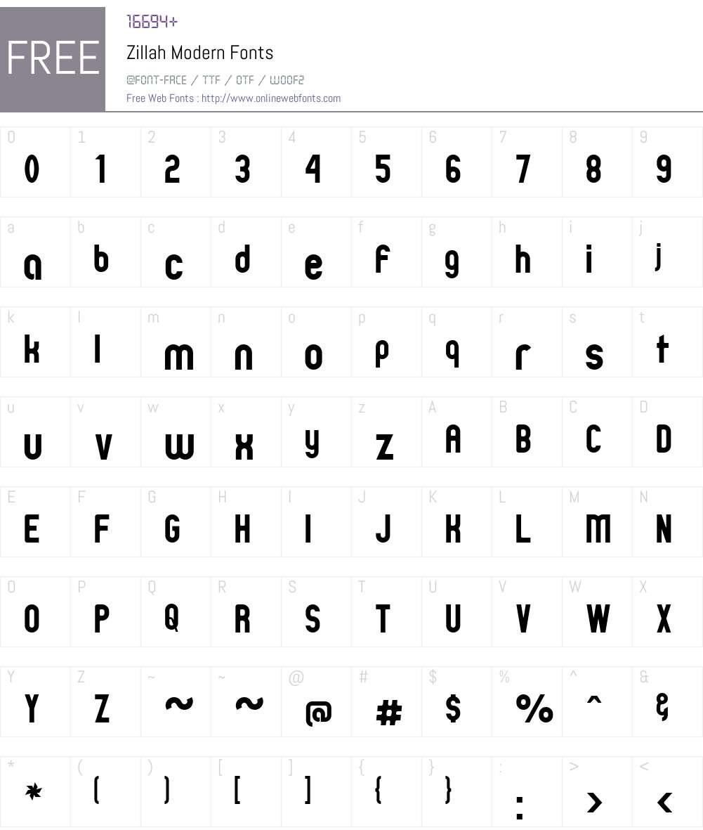 Zillah Modern Font Screenshots