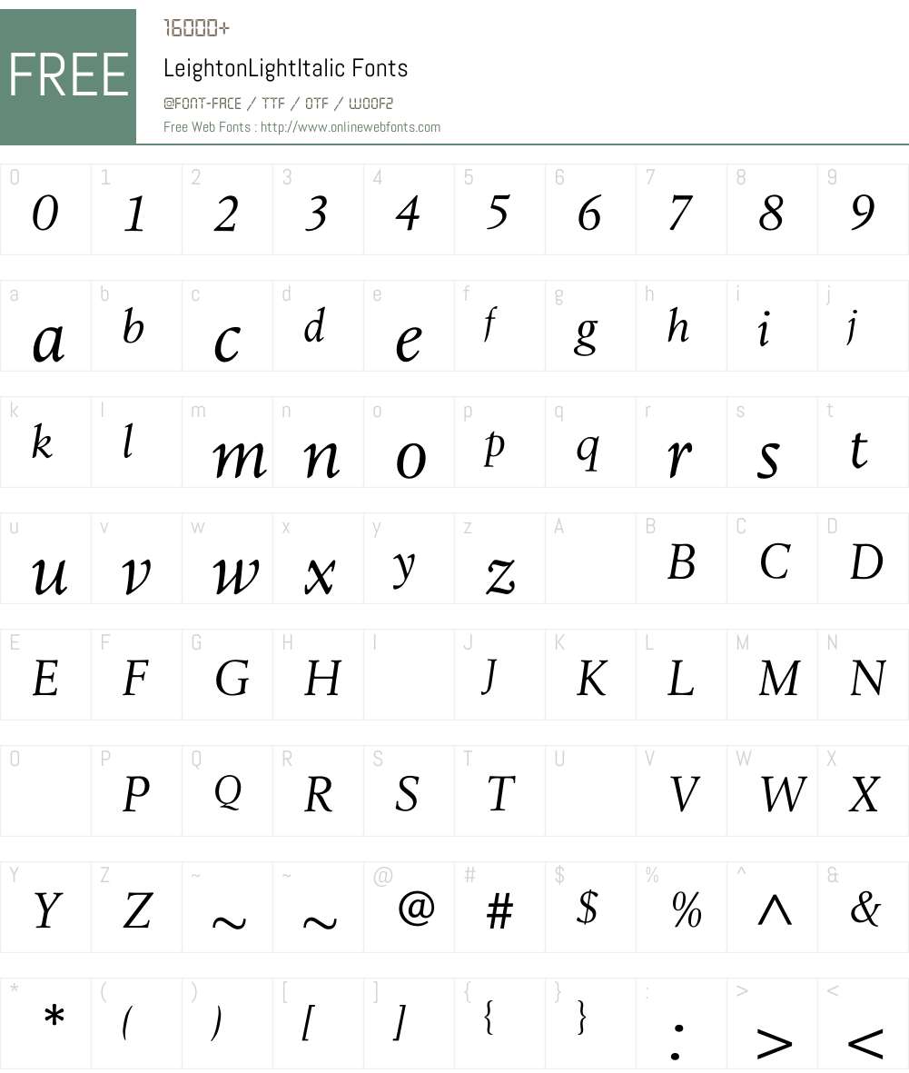 LeightonLightItalic Font Screenshots
