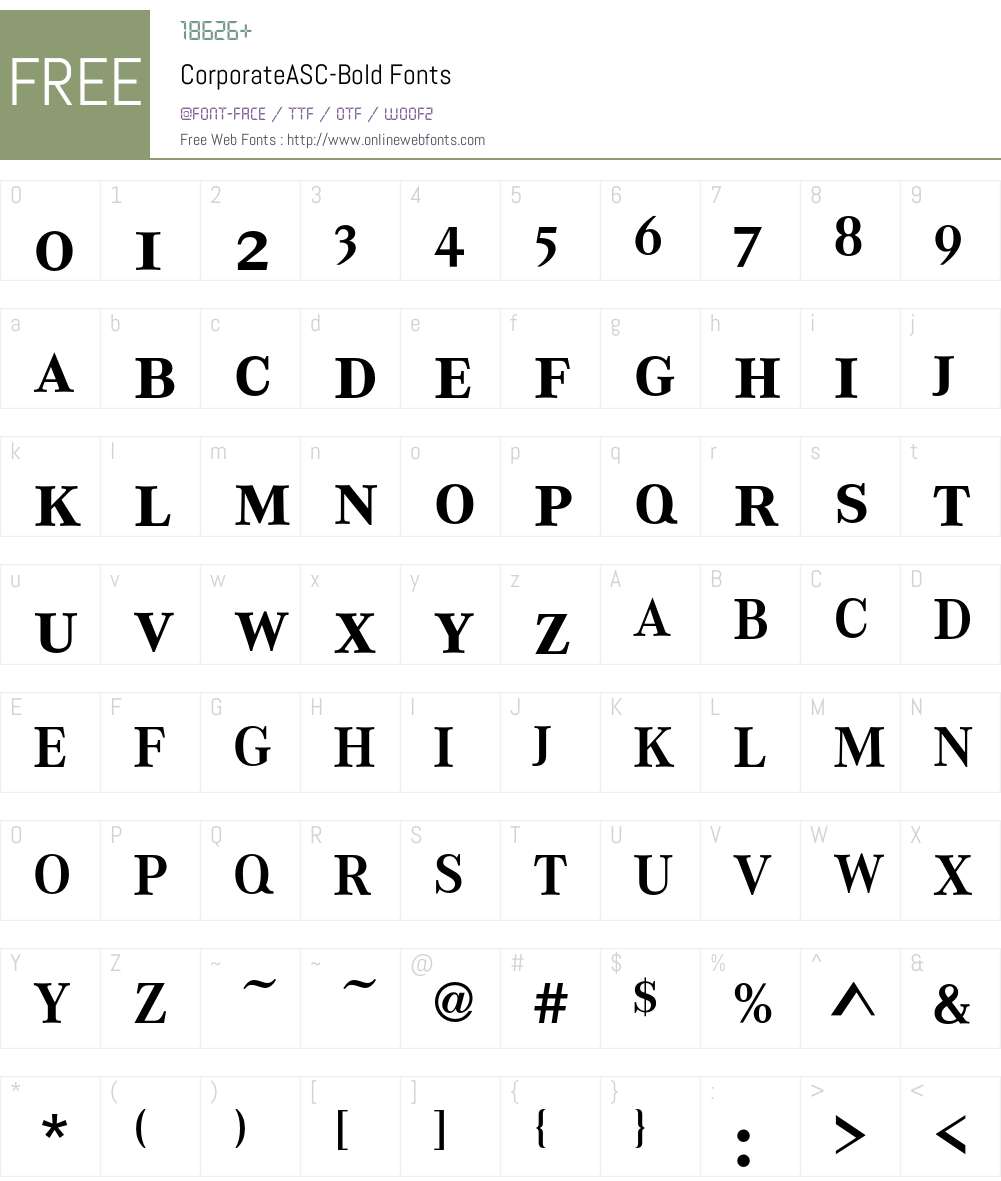 CorporateASC Font Screenshots