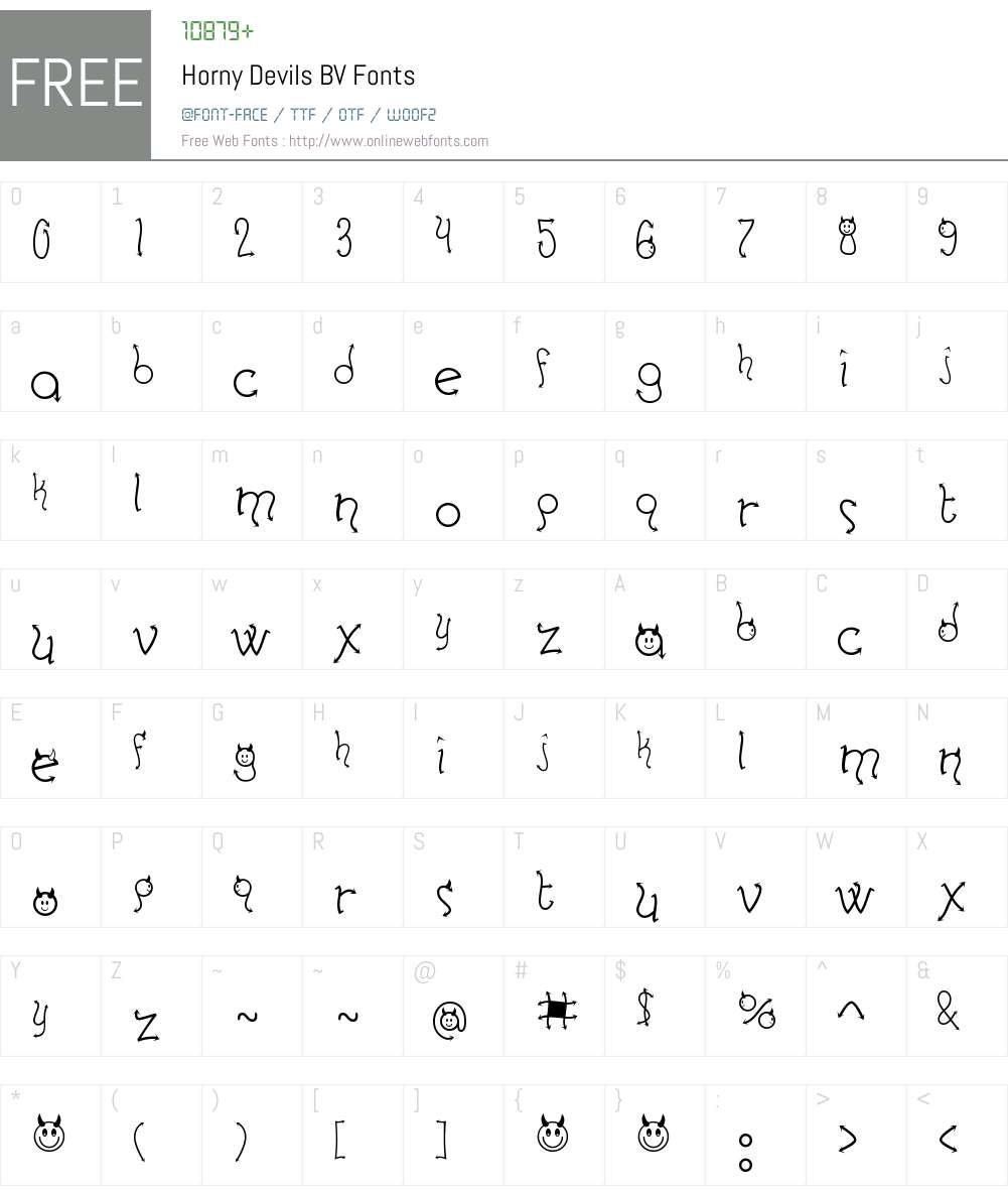 Horny Devils BV Font Screenshots