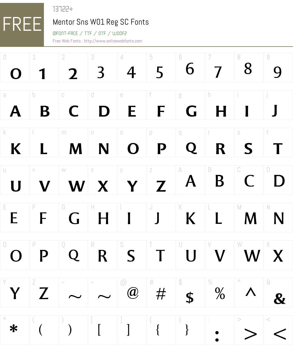 MentorSnsW01-RegSC Font Screenshots