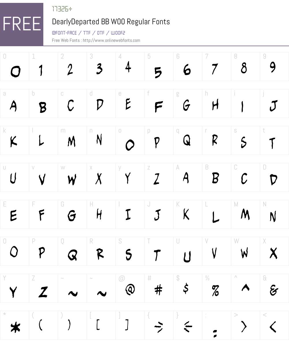 DearlyDepartedBBW00-Regular Font Screenshots