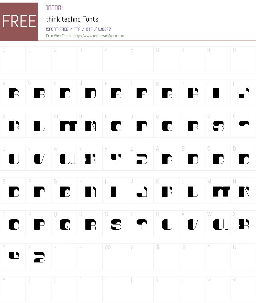 think techno Font Screenshots
