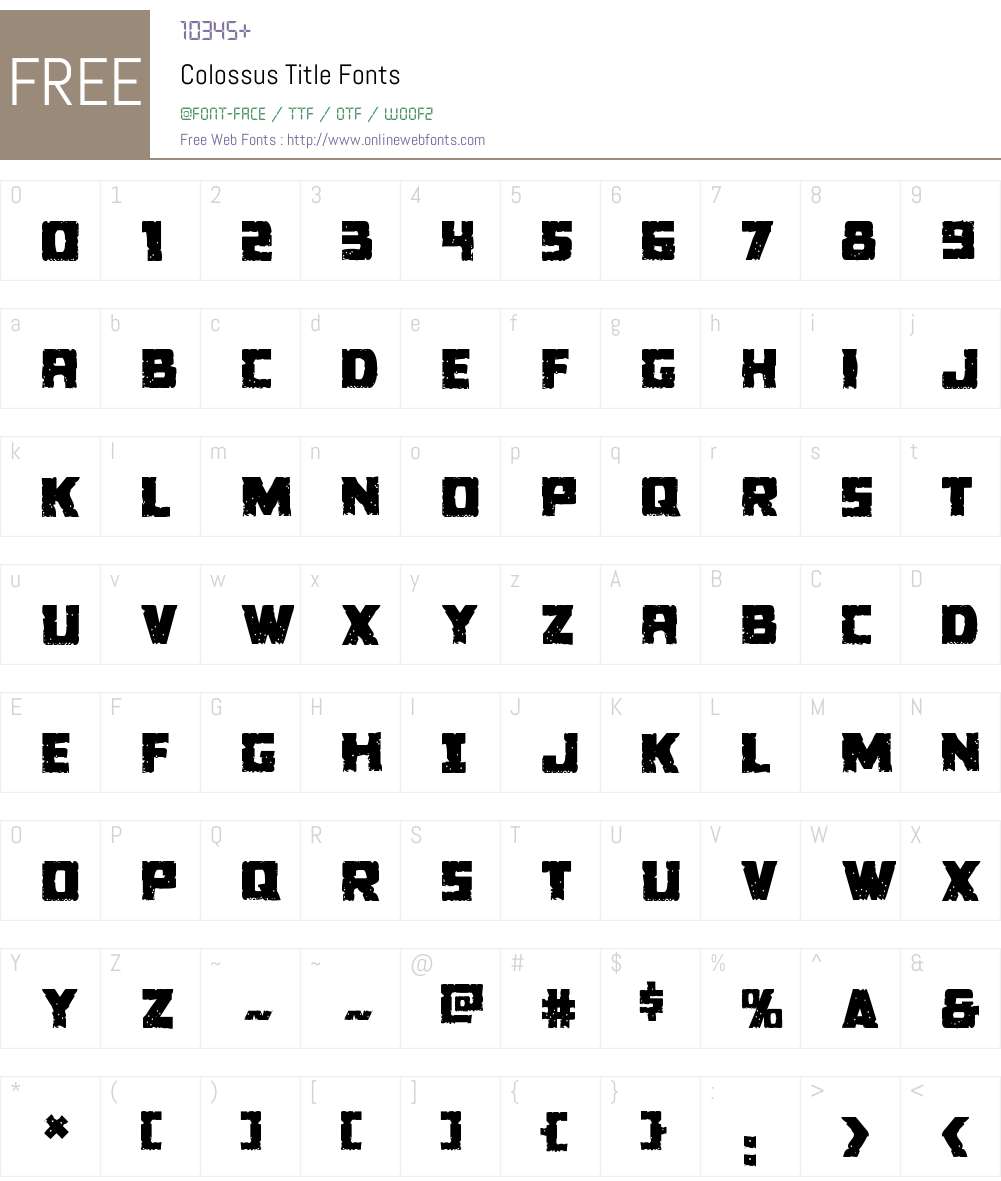 Colossus Title Font Screenshots