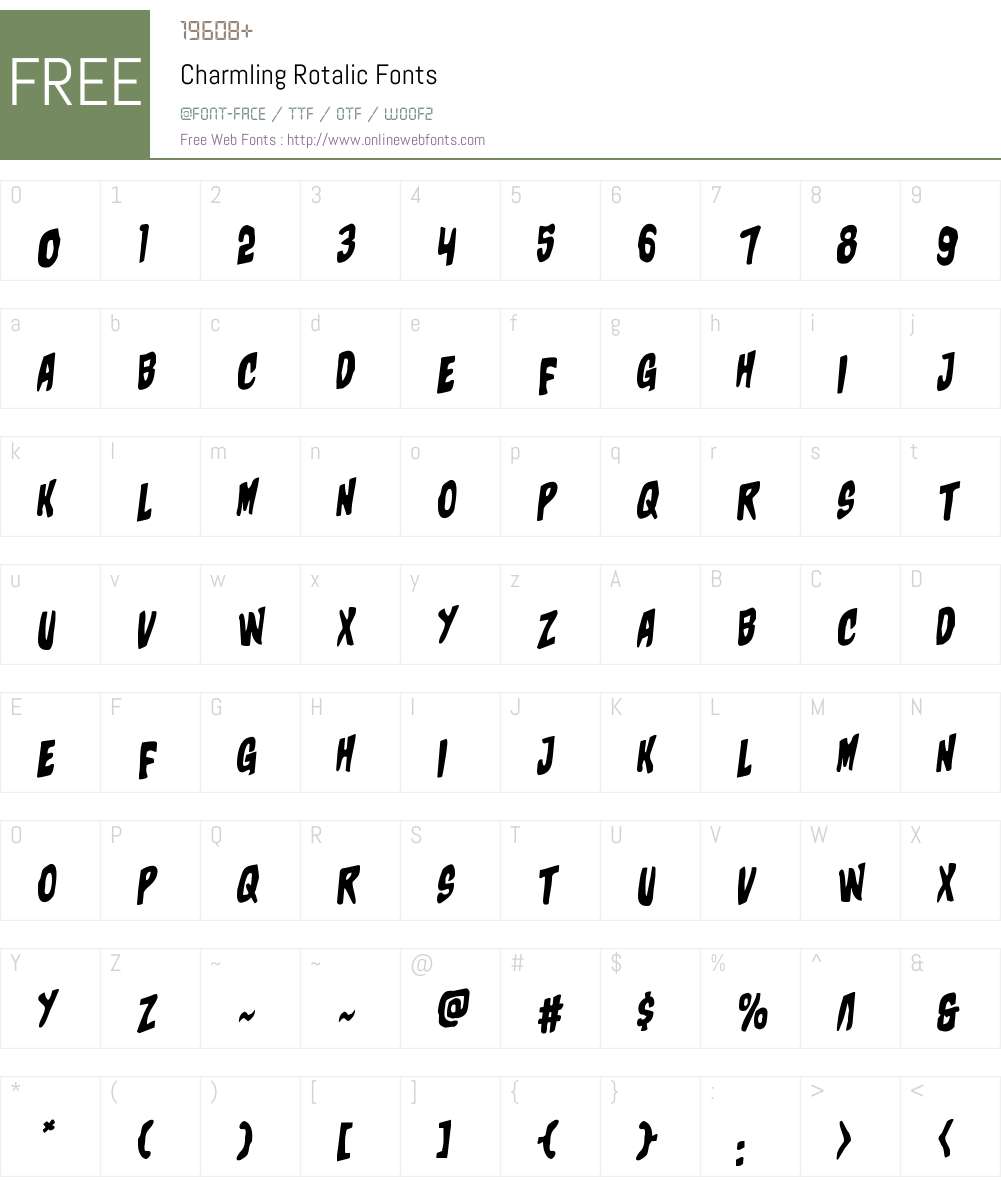Charmling Rotalic Font Screenshots