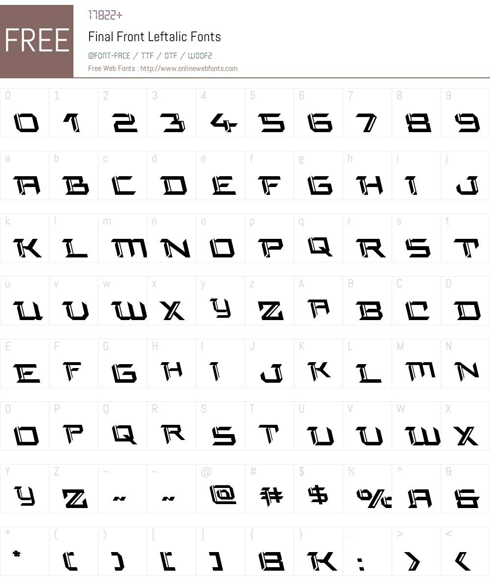Final Front Leftalic Font Screenshots