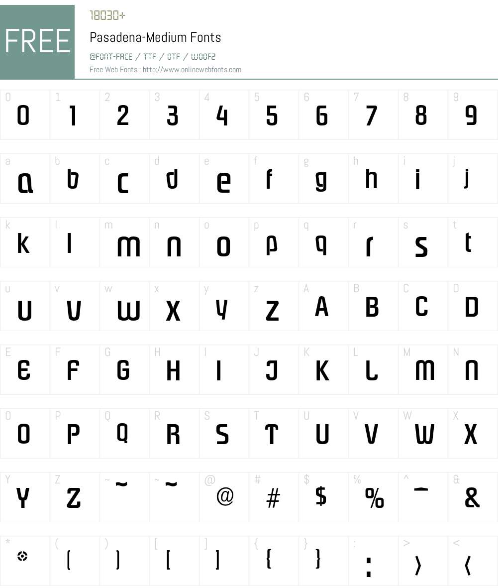 Pasadena-Medium Font Screenshots