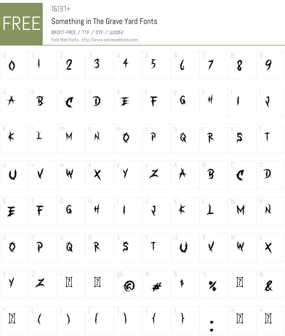 Something in The Grave Yard Font Screenshots