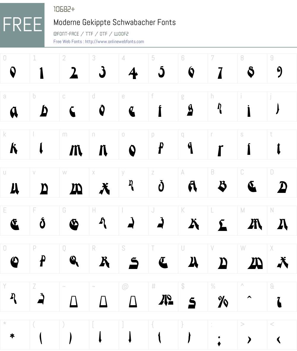 Moderne Gekippte Schwabacher Font Screenshots